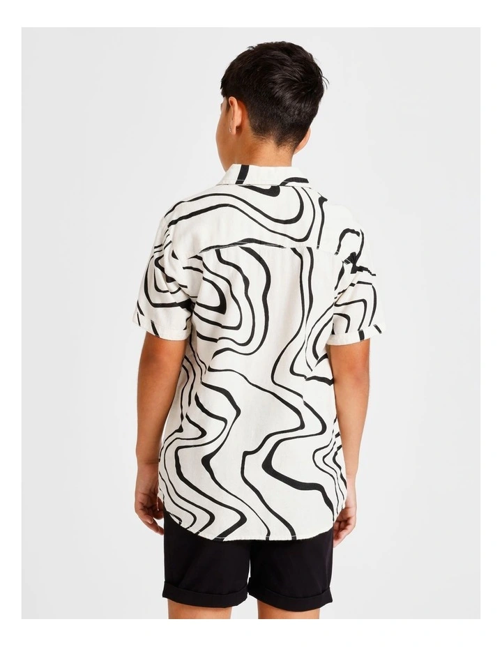 Linen All Over Print Shirt in Ecru image 5