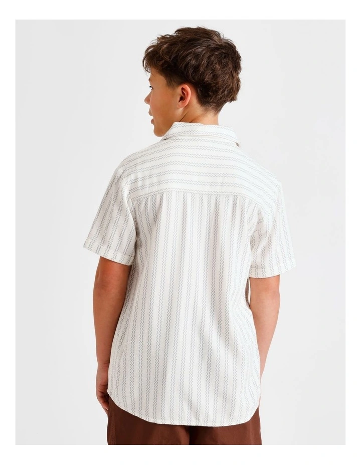 Linen All Over Print Shirt in Beige image 5