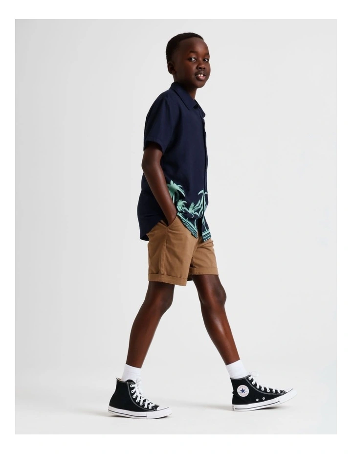 Linen All Over Print Shirt in Navy image 4