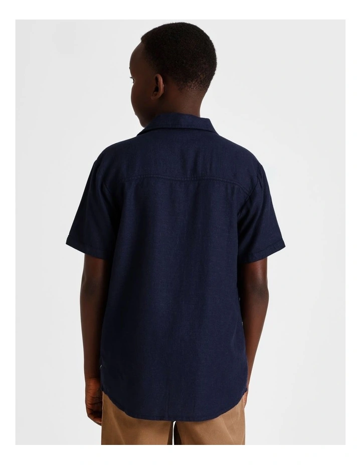 Linen All Over Print Shirt in Navy image 5