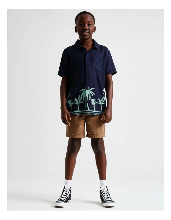 Linen All Over Print Shirt in Navy image 6