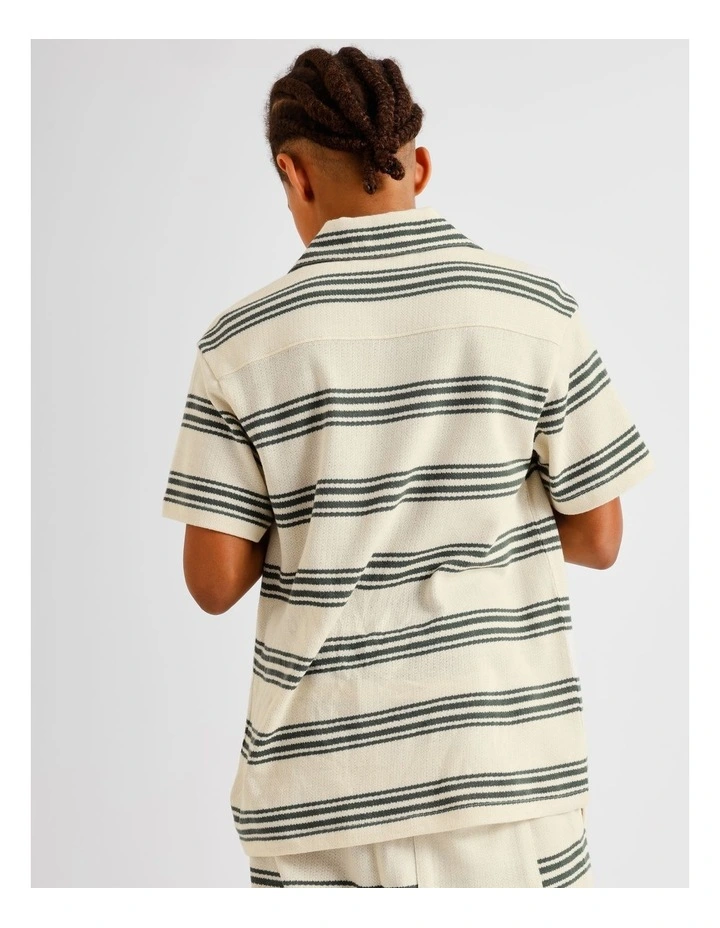 French Terry Resort Shirt in Green Stripe image 5