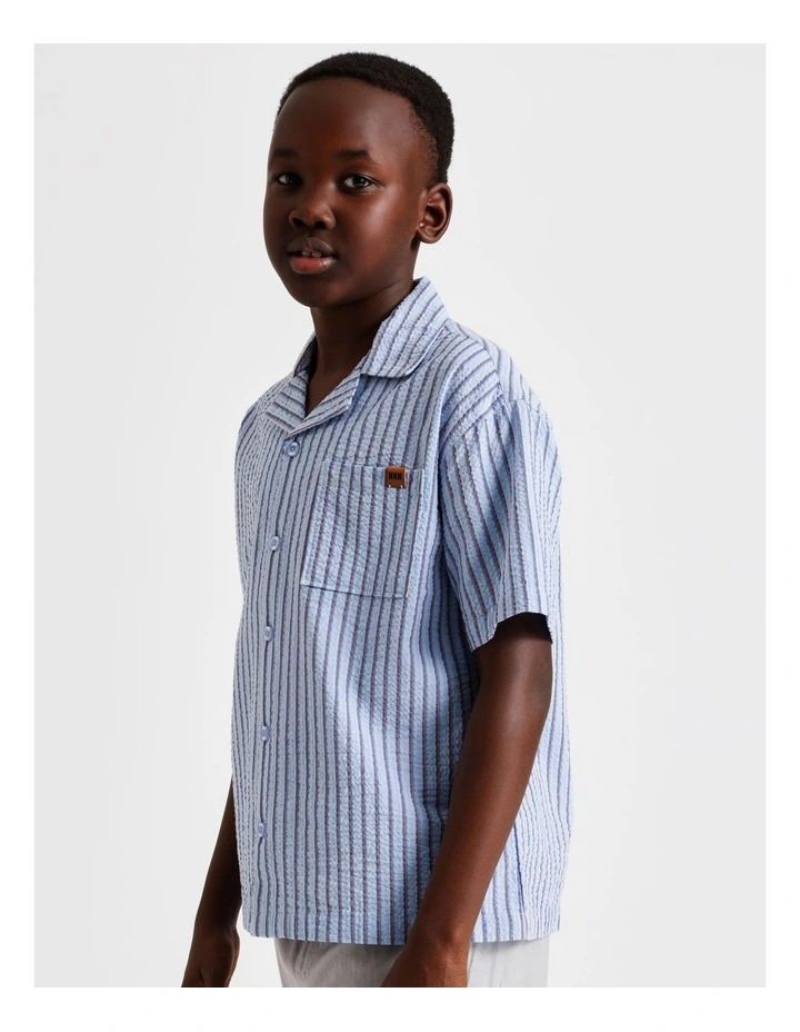 Seersucker Shirt in Blue image 4