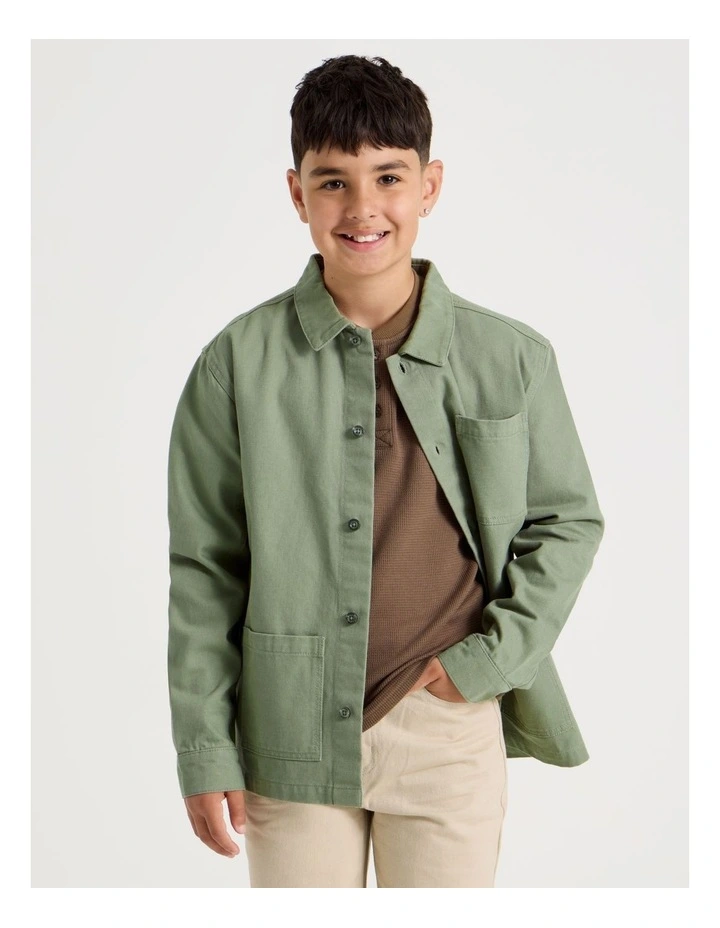Oversized Worker Shirt in Khaki image 1