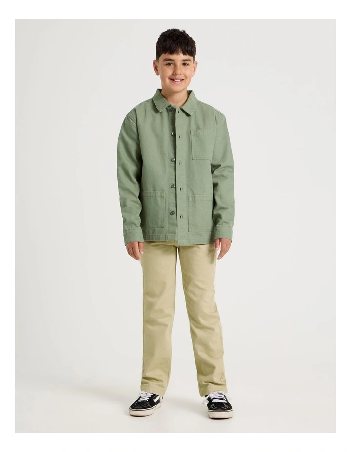 Oversized Worker Shirt in Khaki image 4