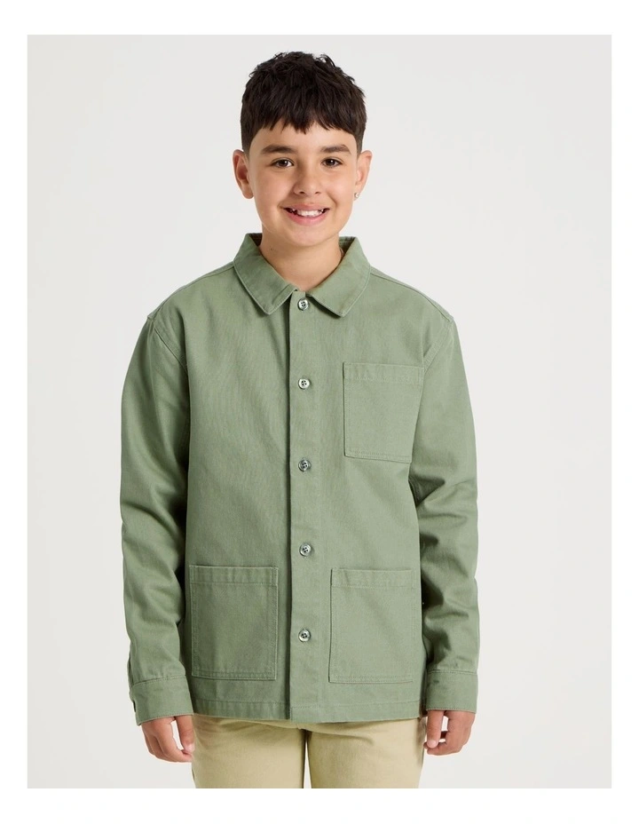 Oversized Worker Shirt in Khaki image 6