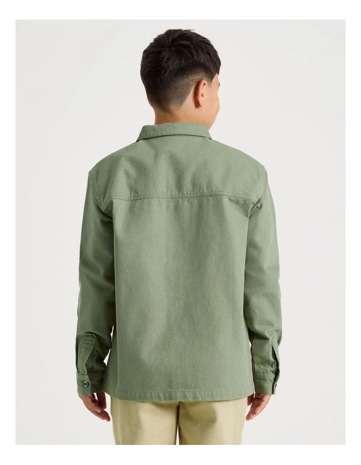 Oversized Worker Shirt in Khaki image 7