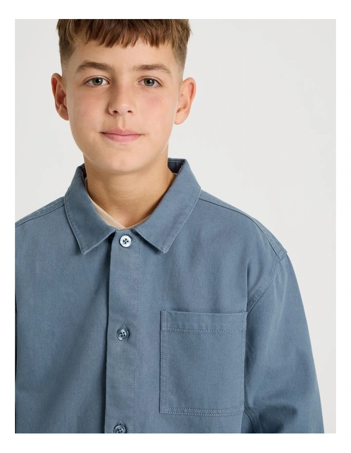 Oversized Worker Shirt in Mid Blue image 5