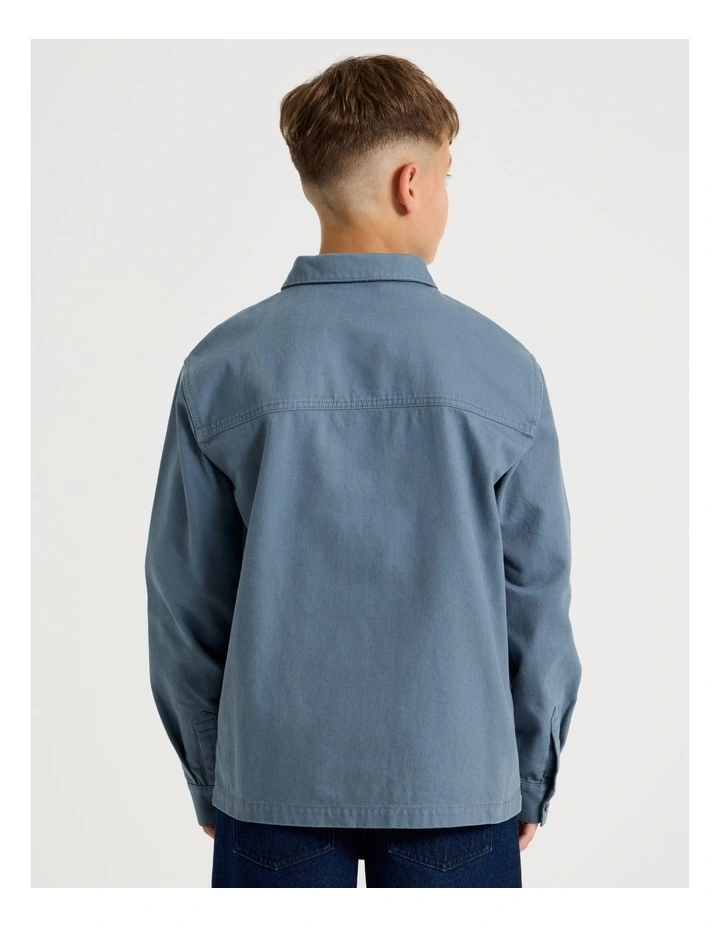 Oversized Worker Shirt in Mid Blue image 7