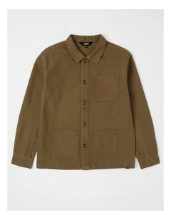 Oversized Worker Shirt in Mid Brown