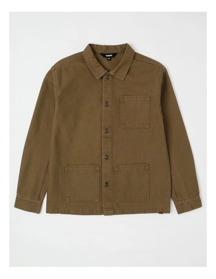 Oversized Worker Shirt in Mid Brown image 1