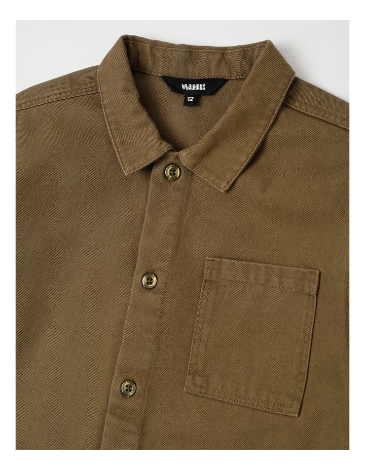 Oversized Worker Shirt in Mid Brown image 2