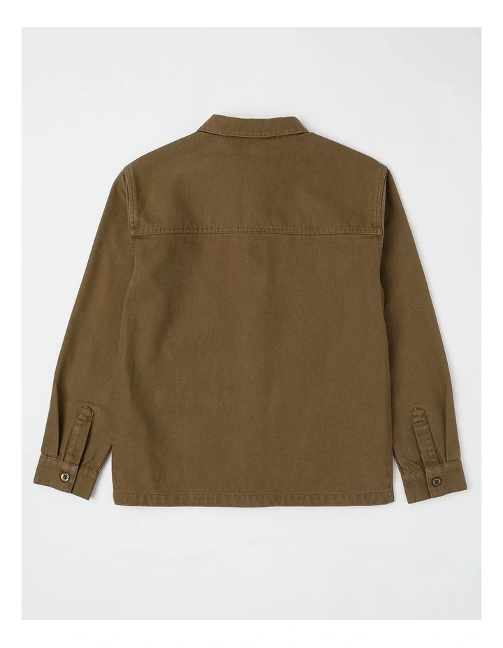 Oversized Worker Shirt in Mid Brown image 3