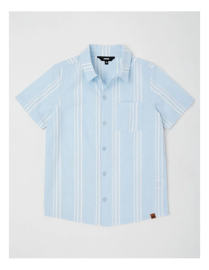 Short Sleeve Linen Shirt in Blue/White image 1