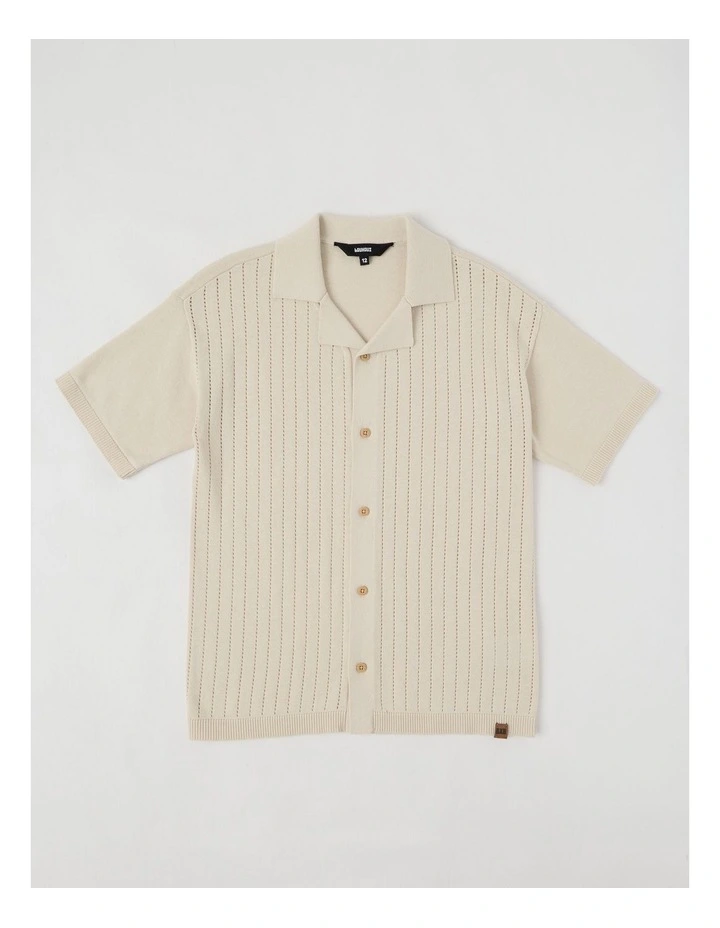 Short Sleeve Knit Resort Shirt in Ecru image 1