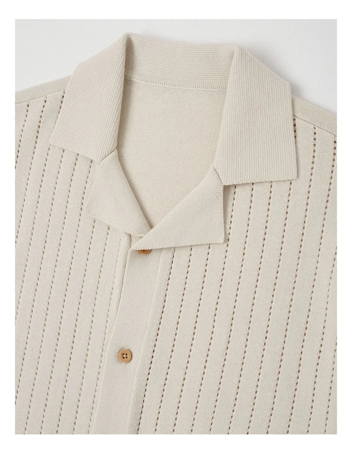 Short Sleeve Knit Resort Shirt in Ecru image 2