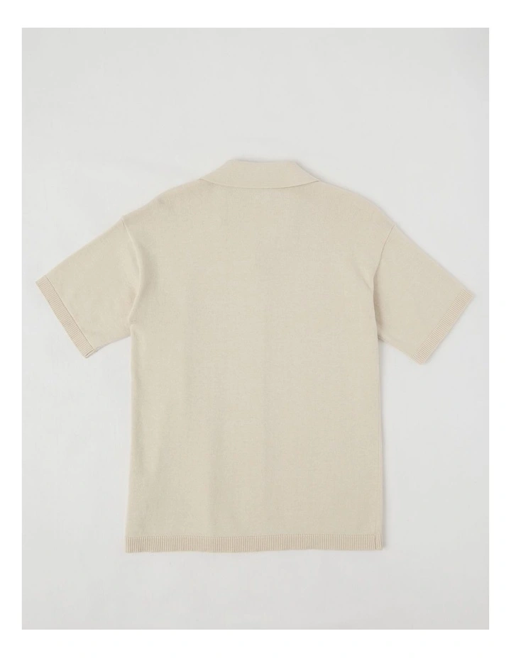 Short Sleeve Knit Resort Shirt in Ecru image 3