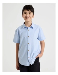 Short Sleeve Oxford Shirt in Blue