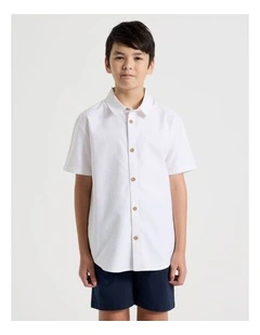 Short Sleeve Oxford Shirt in White