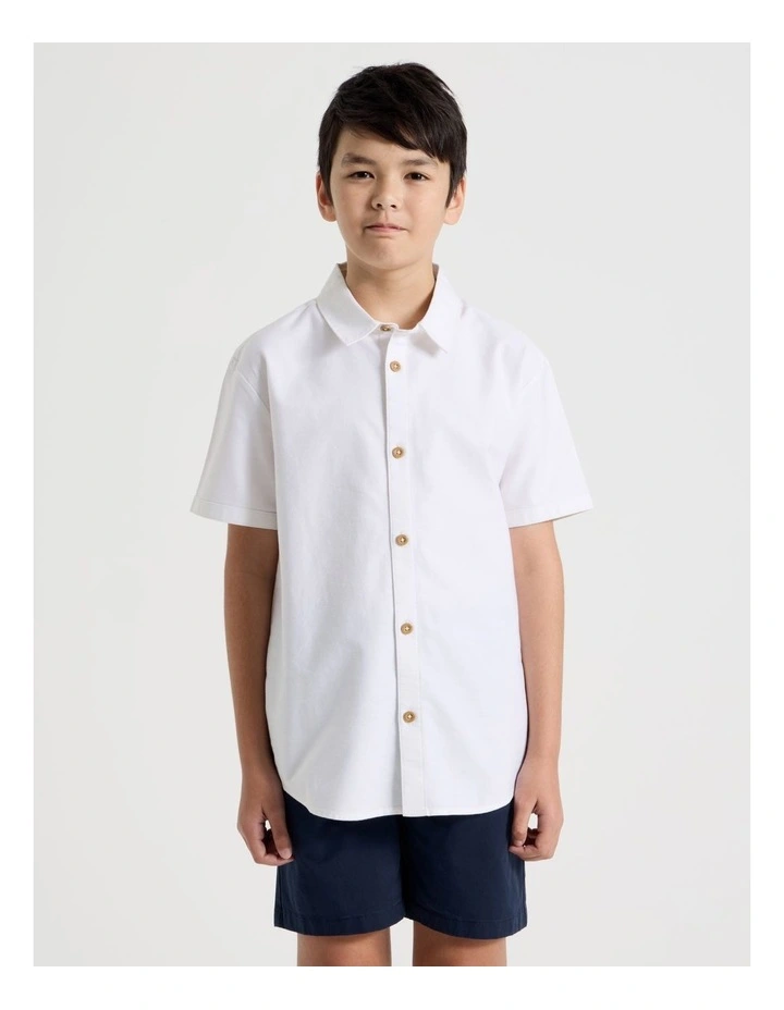 Short Sleeve Oxford Shirt in White image 1