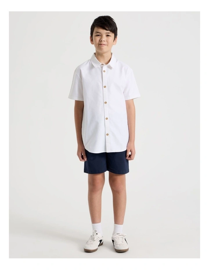 Short Sleeve Oxford Shirt in White image 2