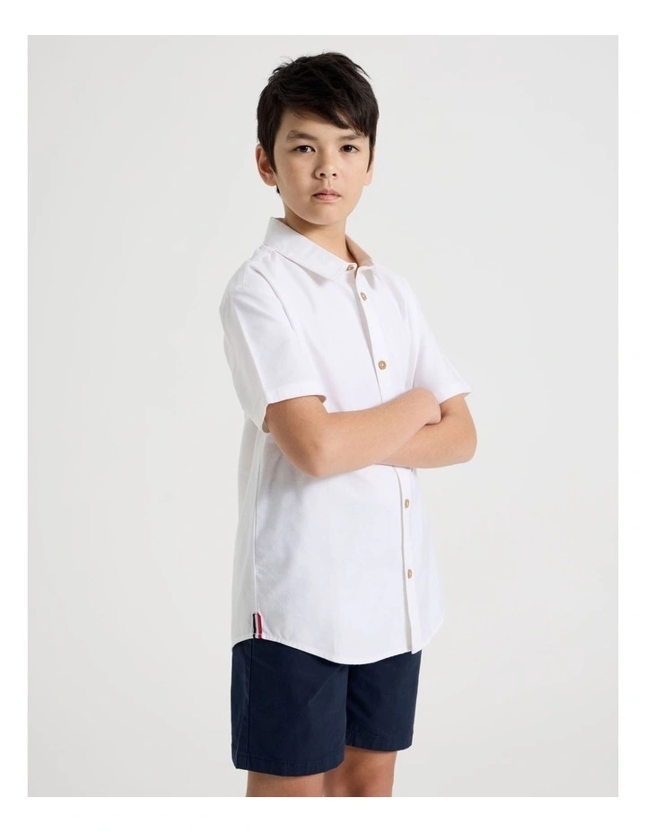 Short Sleeve Oxford Shirt in White image 3