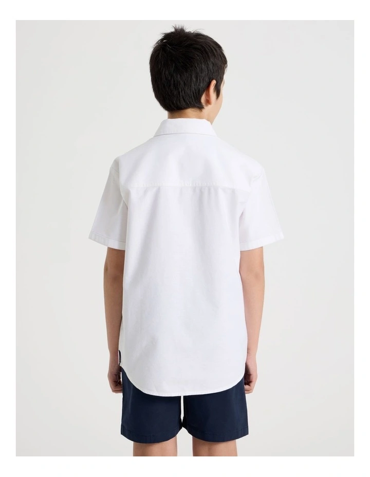 Short Sleeve Oxford Shirt in White image 5