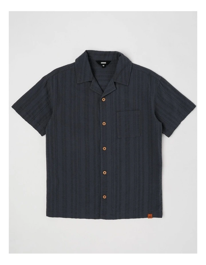 Short Sleeve Seersucker Shirt in Black image 1