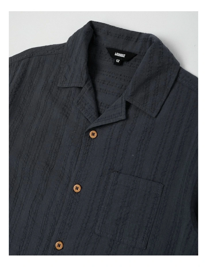 Short Sleeve Seersucker Shirt in Black image 2