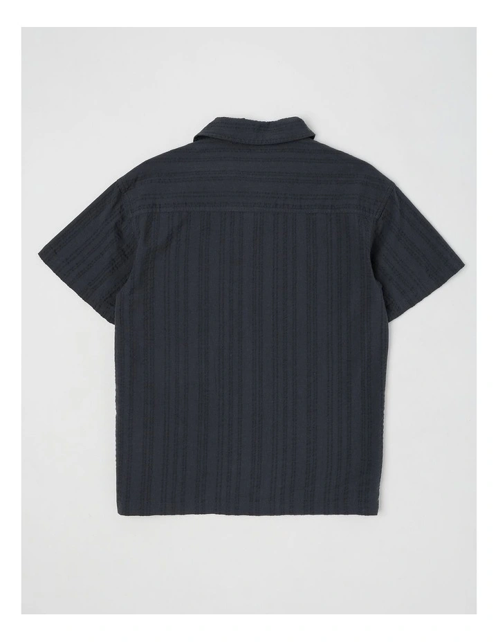 Short Sleeve Seersucker Shirt in Black image 3
