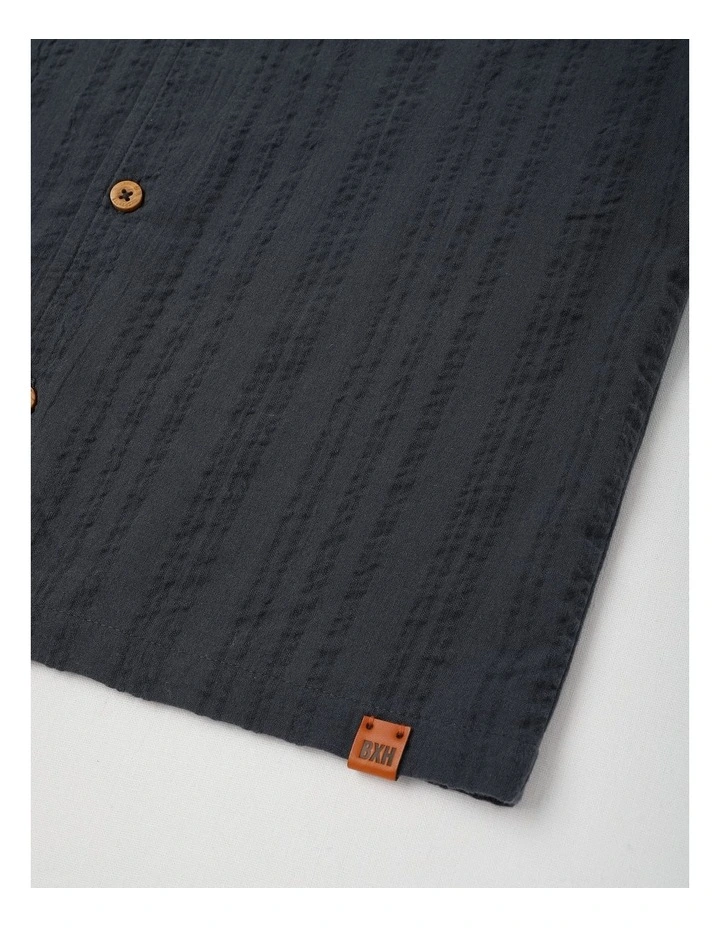 Short Sleeve Seersucker Shirt in Black image 4