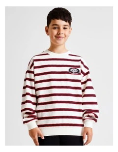 Light Weight Sweat Top in Red Stripe