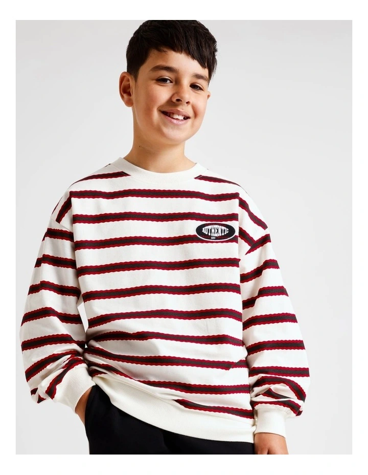Light Weight Sweat Top in Red Stripe image 4