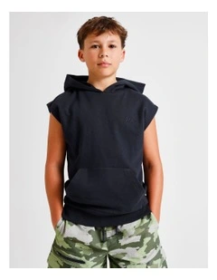 Sleeveless Sweat Top in Black