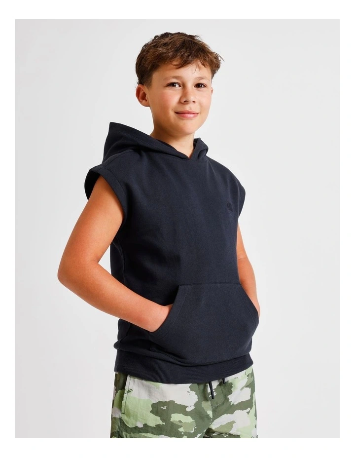 Sleeveless Sweat Top in Black image 2