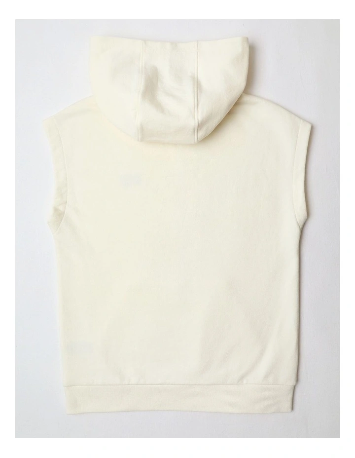 Sleeveless Sweat Top in Ecru image 3