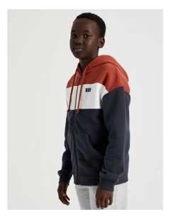 Splice Zip Thru Hood in Red White and Navy