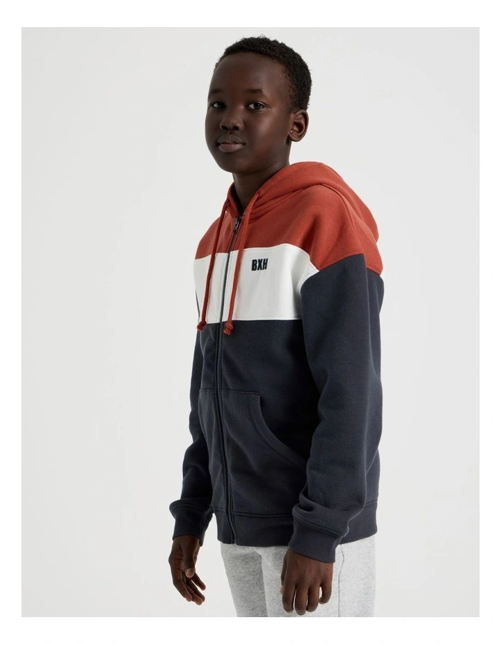 Splice Zip Thru Hood in Red White and Navy image 1