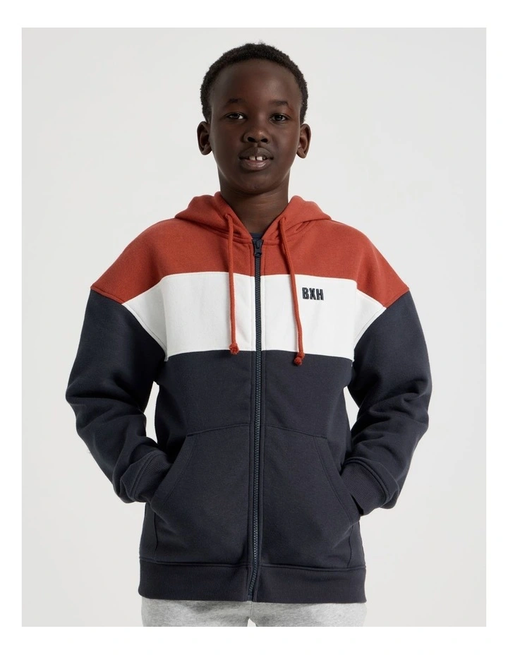 Splice Zip Thru Hood in Red White and Navy image 3