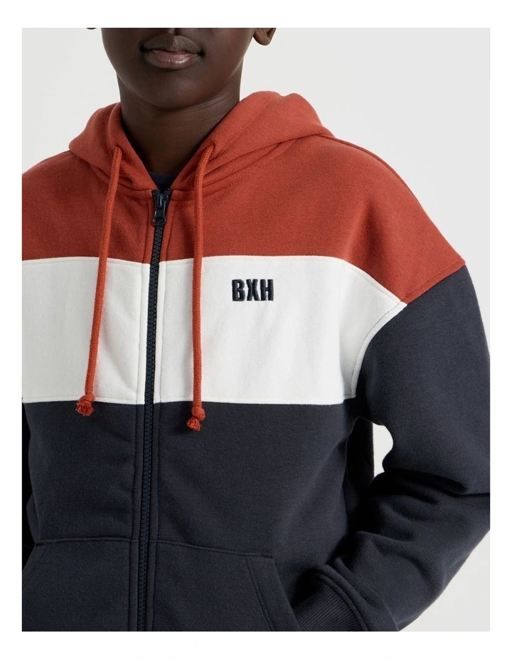 Splice Zip Thru Hood in Red White and Navy image 4