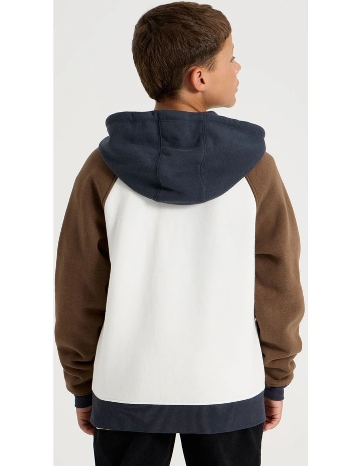 Splice Zip Thru Hood in White Navy and Brown image 4