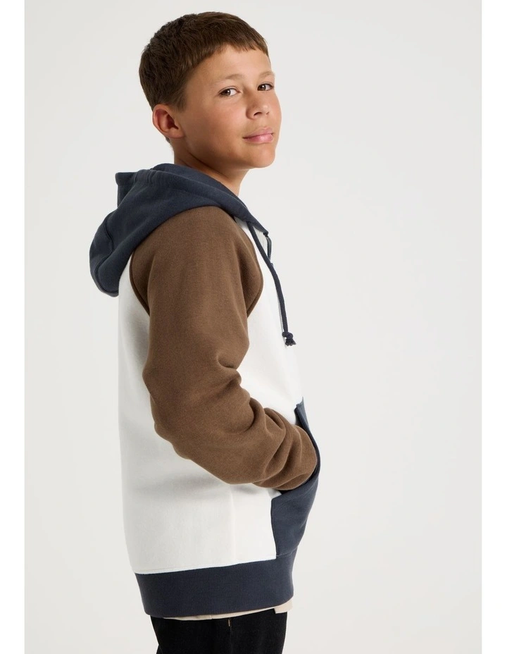 Splice Zip Thru Hood in White Navy and Brown image 5