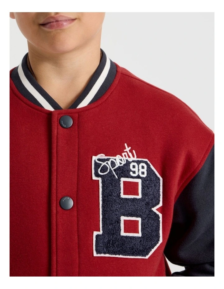 Fleece College Bombr in Navy and Burgundy image 4
