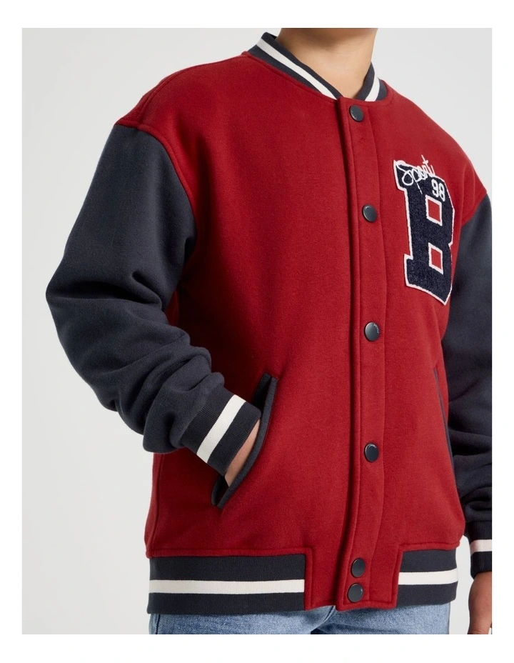 Fleece College Bombr in Navy and Burgundy image 6