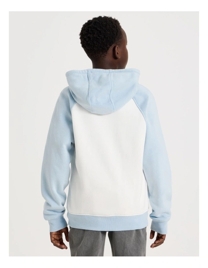 Splice Zip Thru Hooded Sweat Top in Light Blue image 6
