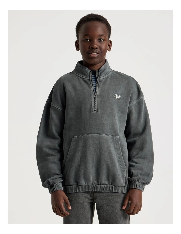 1/4 Zip Sweat Top in Charcoal image 1