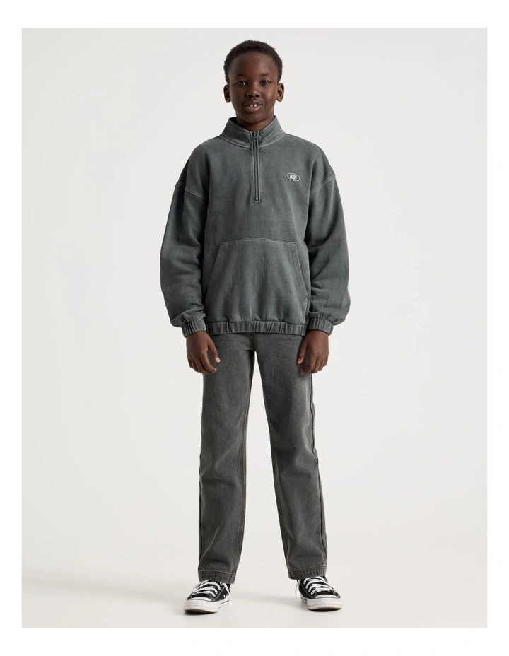 1/4 Zip Sweat Top in Charcoal image 2