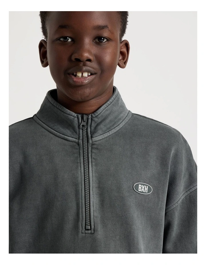 1/4 Zip Sweat Top in Charcoal image 4