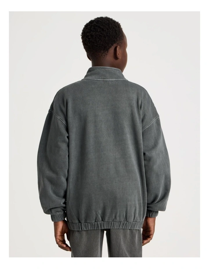 1/4 Zip Sweat Top in Charcoal image 5