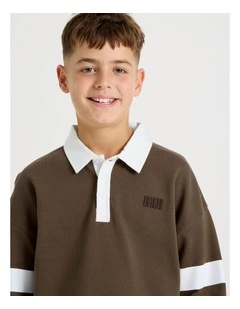 Rugby Sweat Top in Brown